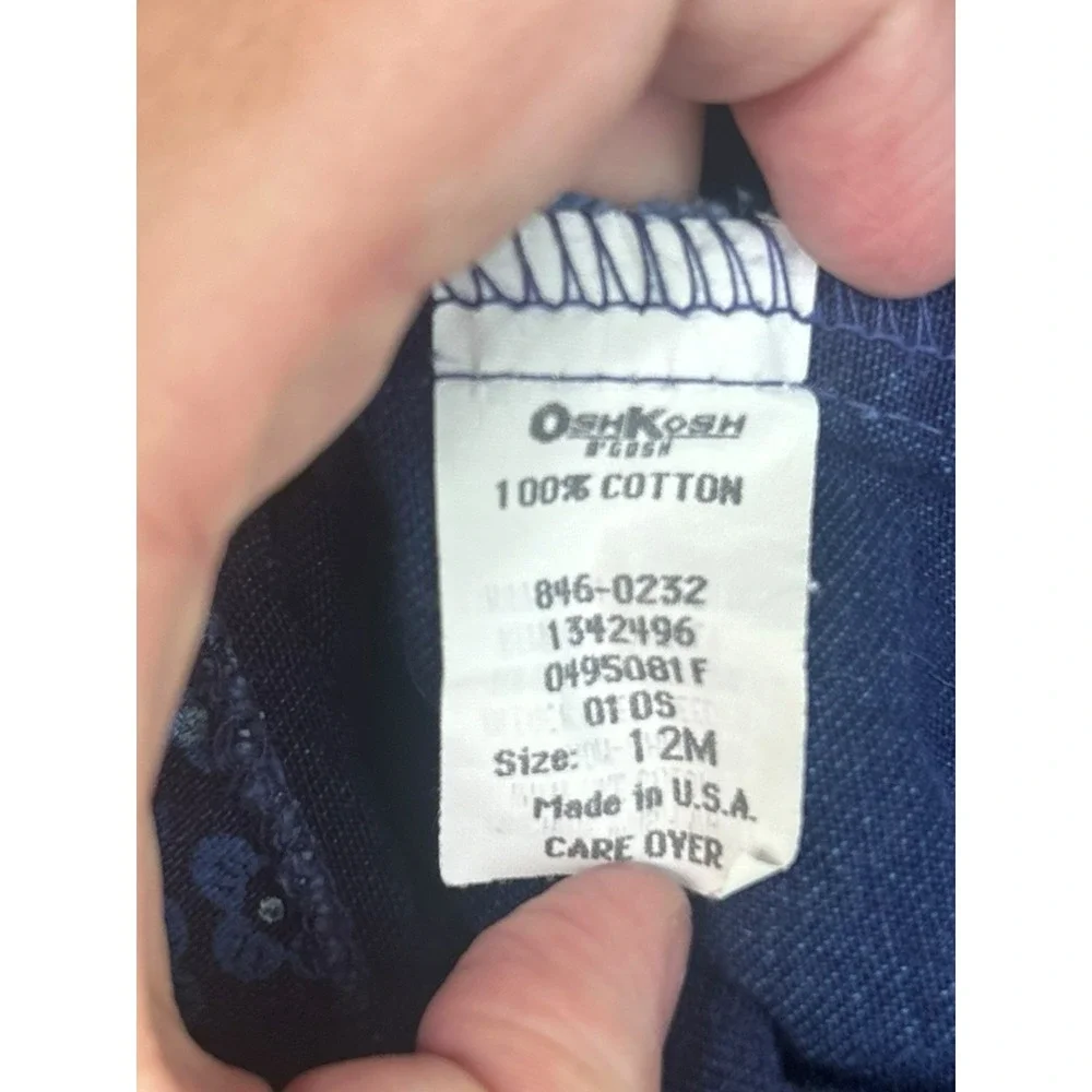 Oshkosh B'Gosh 12 Months Girls Vintage 90s‎ Bubble Overalls Blue Floral USA